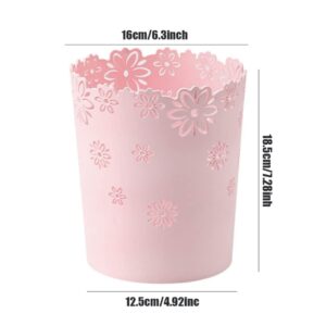 KUYYFDS Round Pink Plastic Trash Can with 1000 mL Capacity, Non-slip Base, for Kitchen, Office, Bathroom