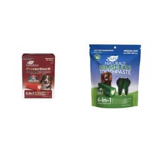 ark naturals brushless toothpaste bundle, dog dental chews for medium breeds, prevents plaque & tartar, freshens breath