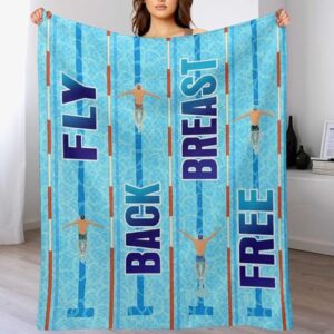 Swimming Blanket Swim Gifts for Girls Boys Woman Swimmer Sport Throw Blankets Soft Blanket Warm Fleece Flannel Plush Blankets for Bed Sofa Couch 40"x50"