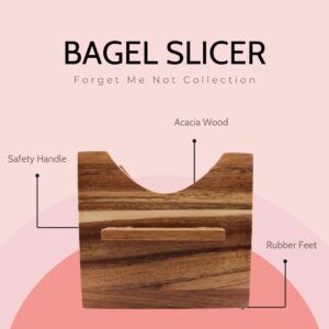 Bagel Slicer for Small and Large Bagels | Intuitive Design, Acacia Wood Bagel Cutter Slicer | Bagel Guillotine Slicer with Bagel Holder | Easy to Clean and Food-Safe Finish