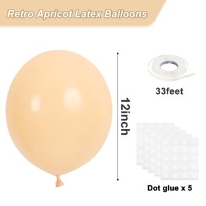 RUBFAC 120pcs Nude Balloons 12 Inches Latex Beige Balloons, Matte Retro Apricot Balloons for Birthday Baby Shower Graduation Anniversary Wedding Party Supplies Arch Garland Decoration