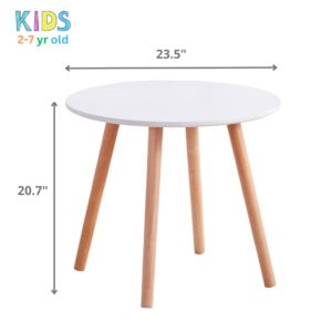 Pozbee White Round Kids Table, Dining Table for Children 2-7 Yr Old, Activity Lego Table, Small, Damage Resistant