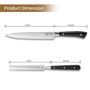 Arrtcy Turkey Carving Set,Full Tang Ergonomic Handle Carving Knife and Fork,German Stainless Steel Kitchen Tools for Turkey, Ham, BBQ,Includes Carving Fork & Knife with Gift Box