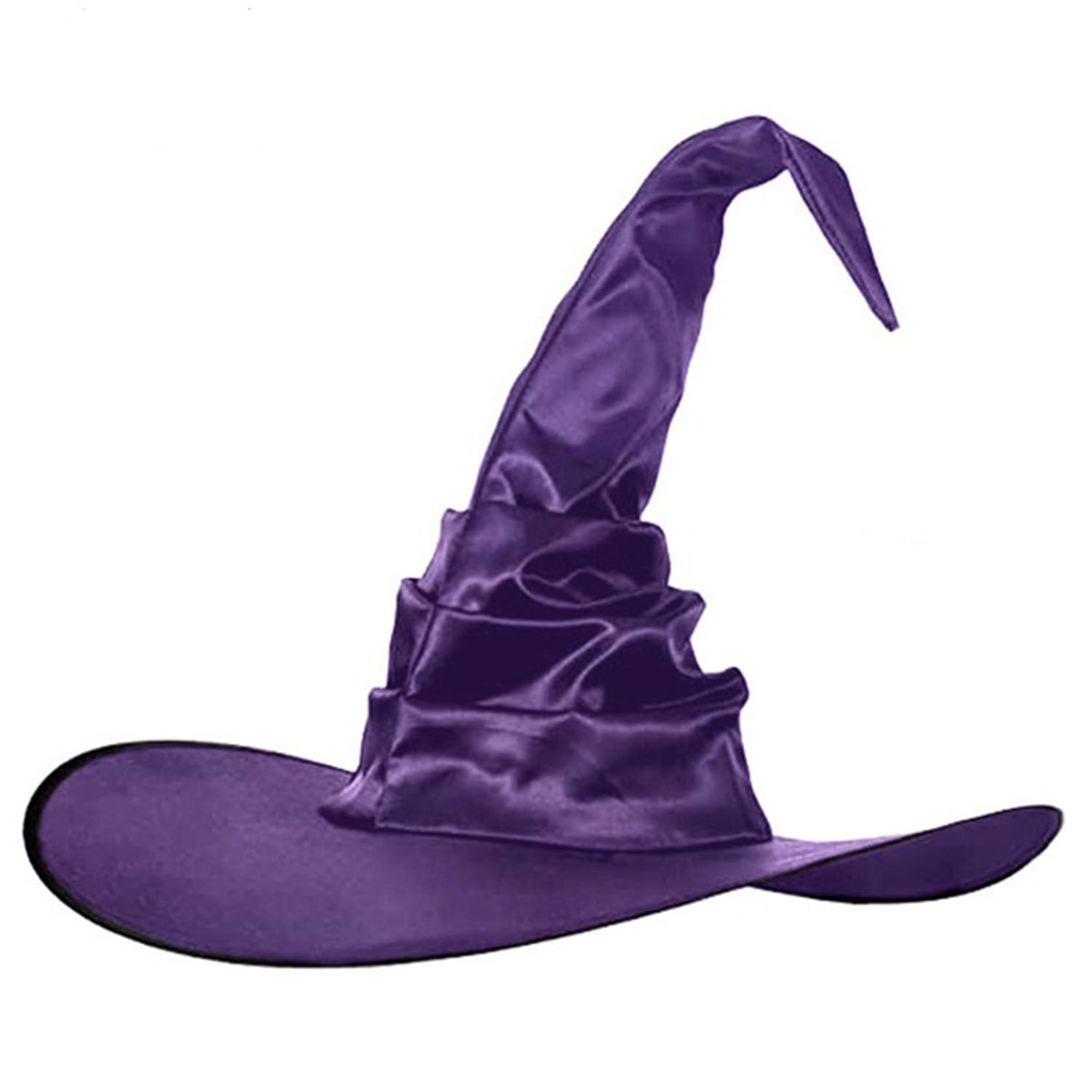 LKQBBSZ Halloween Purple Large Ruched Witch Hat for Women Men Wizard Hat Pointed Cap Cosplay Costume Accessories