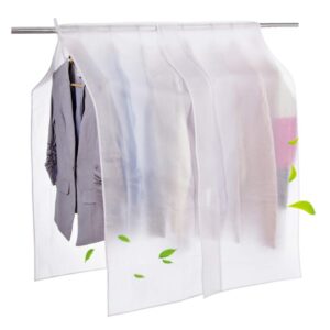 clothes dust covers, large hanging garment rack cover storage clothes dust shoulder cover clothes dress suits coat protectors for home bedroom, 35.43 x 43.31 in (white)