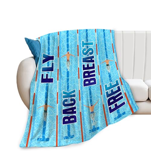 Swimming Blanket Swim Gifts for Girls Boys Woman Swimmer Sport Throw Blankets Soft Blanket Warm Fleece Flannel Plush Blankets for Bed Sofa Couch 40"x50"