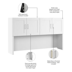 Bush Business Furniture Hampton Heights 72W Computer Hutch in White, Desk Attachment for Home Office or Professional Workspace