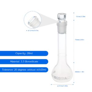 ALWSCI 20 ML Volumetric Measuring Flask Set NS12/14 Glass Stopper, Graduated, ASTM Class A Borosilicate Glass 3.3 for Laboratory, 2 PCS