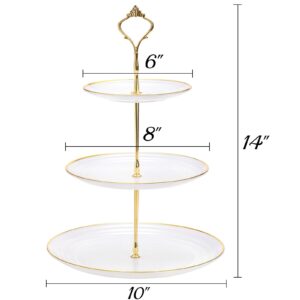 Goaste 3 Pack Tiered Cupcake Stand, Plastic Cupcake Stand Tower, 3 Tier Round Shape Dessert Serving Tray, White Cookie Candy Buffet Stand for Tea Party, Baby Shower, Wedding, Birthday, Christmas