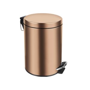 damgoloza stainless steel step trash can - 2.1 gallon with soft-close lid - hands-free foot pedal bin for kitchen and bathroom - gold