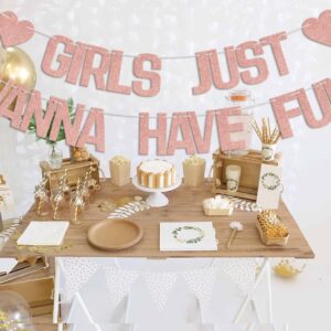 WFKLDF Girls Just Wanna Have Fun Banner Party Decorations Bridal Shower Bachelorette Party Decorations Girls Night Decorations Girls Birthday Party Decor Supplies