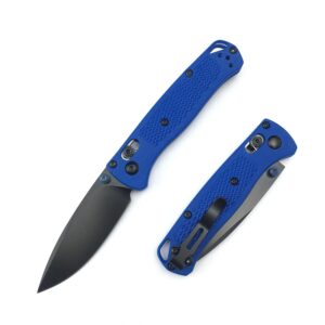 6.5 inch manual open 533 bugout folding knife, axis lock pocket knife with 2.6 inch 7cr17mov blade blue grivory handle, folding pocket knife with belt clip for camping hunting