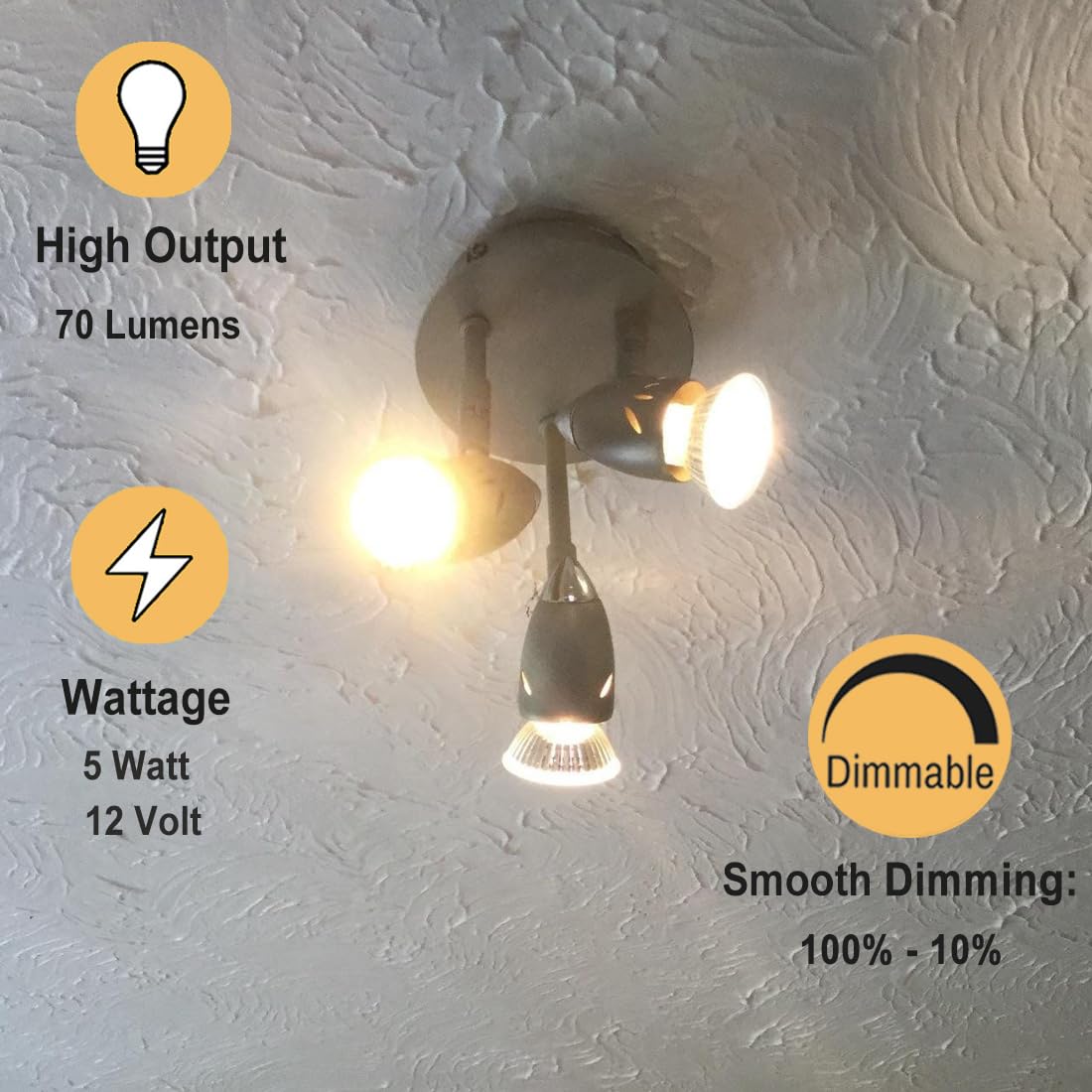 Rnyloas GU4 Halogen 5W, 6 Pack GU4 Base MR11 12V 5W, Long Lasting GU4 MR11 Dimmable with Glass Cover, MR11 Warm White 2800K Fiber Optic Light Bulb, MR11 Bulb with GU4 /GZ4 Bi Pin Base