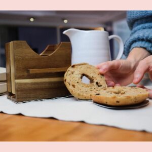 Bagel Slicer for Small and Large Bagels | Intuitive Design, Acacia Wood Bagel Cutter Slicer | Bagel Guillotine Slicer with Bagel Holder | Easy to Clean and Food-Safe Finish