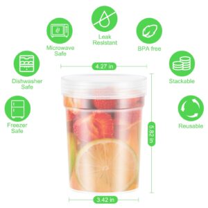 LEAWALK 32 oz Twist Top Deli Containers,Freezer Food Storage Containers With Lids,Plastic Soup Containers With Lids BPA Free,Leak Proof,Stackable,Microwave Dishwasher Safe-3 Pack