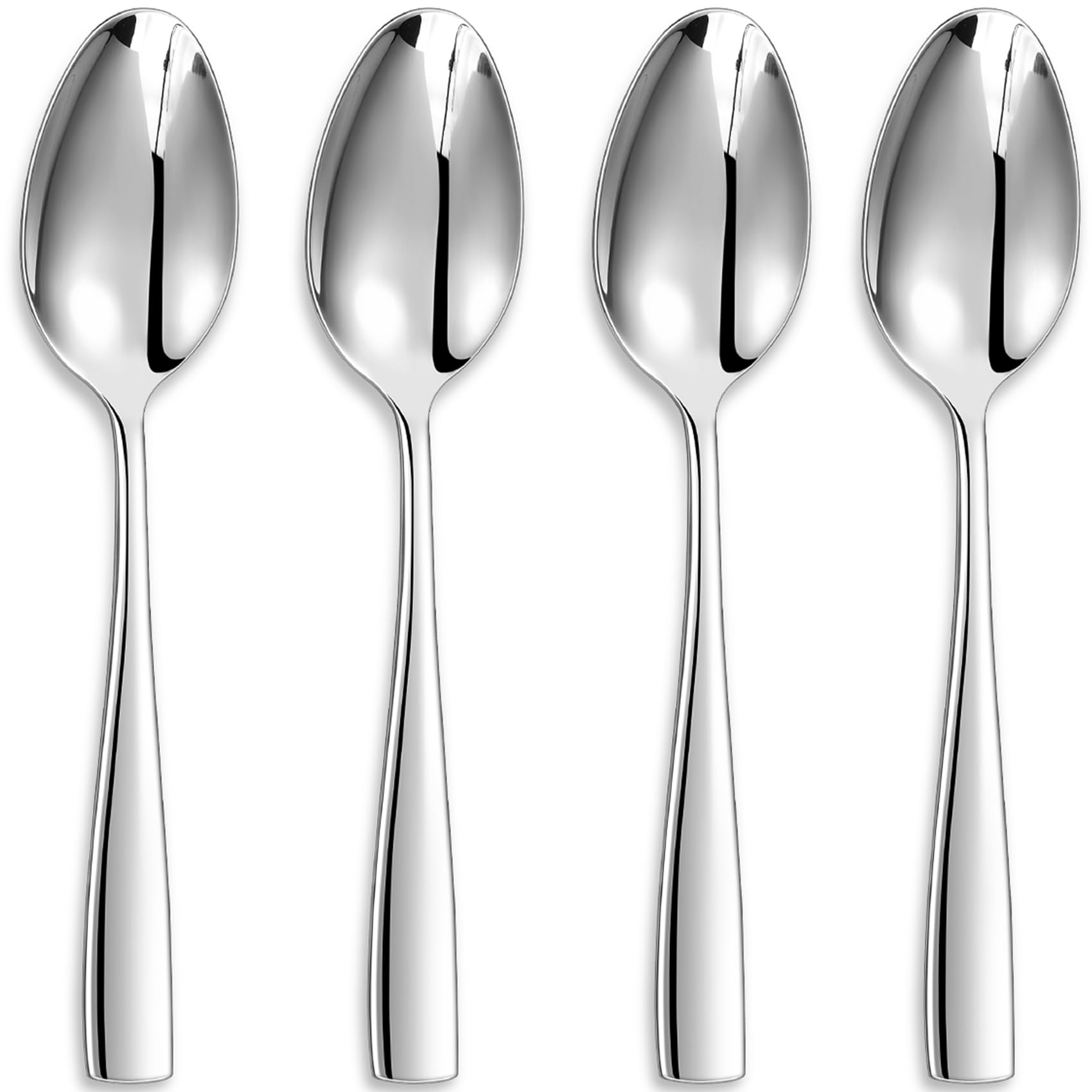 KEAWELL Premium Louis Serving Spoons, 18/10 Stainless Steel, Fine Spoon Set with Squared Edge, Dishwasher Safe, Silver Serving utensils (Serving Spoons, Set of 4)