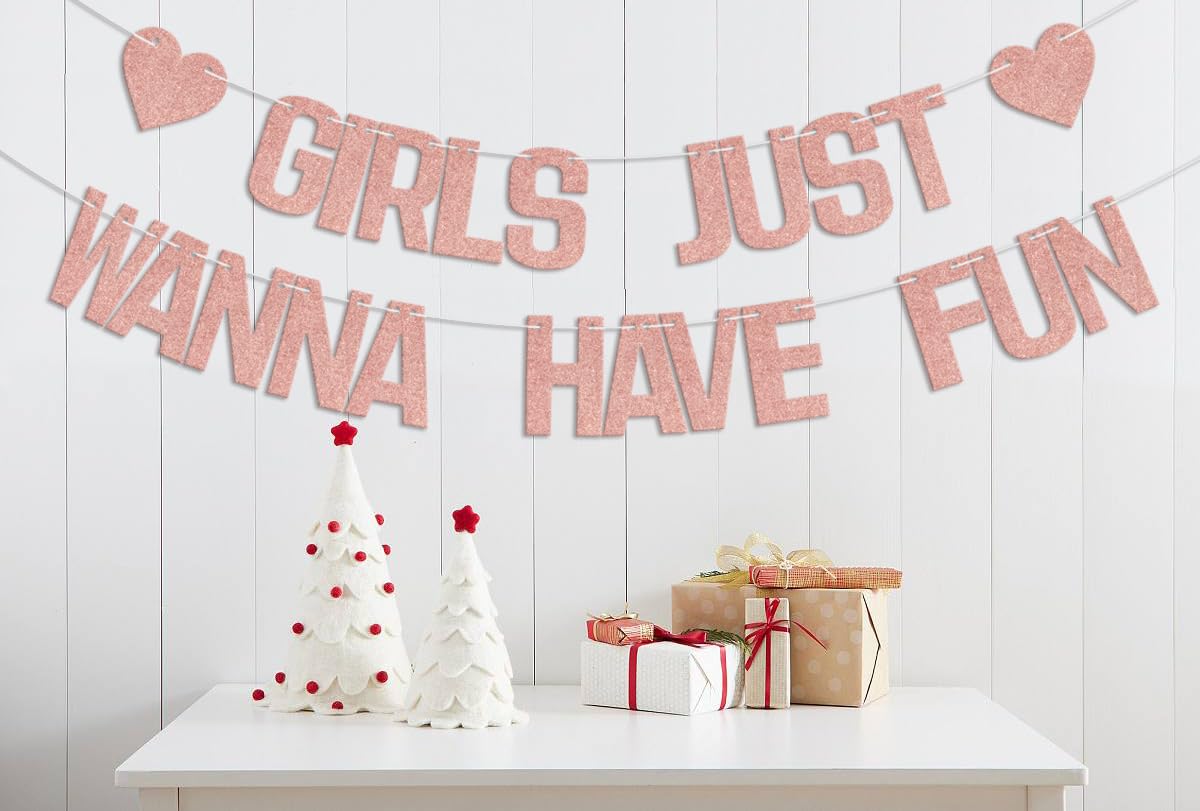 WFKLDF Girls Just Wanna Have Fun Banner Party Decorations Bridal Shower Bachelorette Party Decorations Girls Night Decorations Girls Birthday Party Decor Supplies