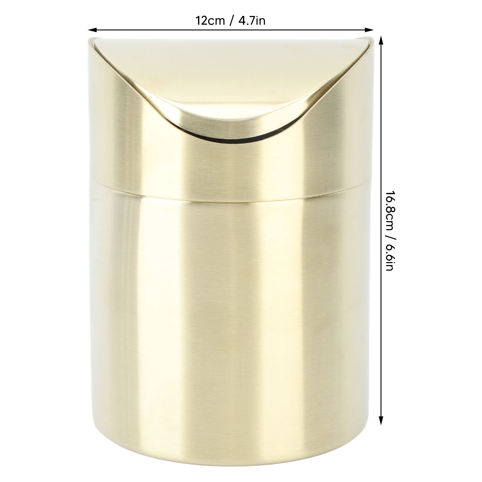 Mini Countertop Trash Can, Stainless Steel Desktop Trash Cans Swing Lid Trash Cans Gold Countertop Trash Bins for Home