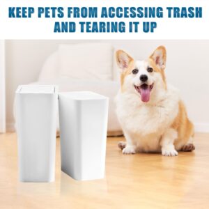 Cheardia 3 Pack Bathroom Trash Can, 12L /3 Gallon and 9L /2.3 Gallon Plastic Slim Garbage Bin Wastebasket with Pop-Up Lid for Kitchen, Bedroom, Office, Dorm, Fits Under Desk, Cabinet, Sink, Cream