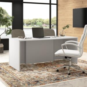 Bush Business Furniture Hampton Heights 72W x 30D Executive Desk in White | Computer Table for Personal Home Office or Professional Workspace