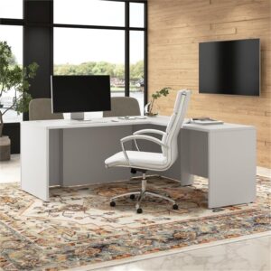 Bush Business Furniture Hampton Heights 72W x 30D Executive L-Shaped Desk in White, Large Computer Table for Home Office or Professional Workspace