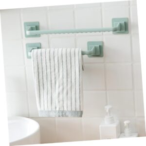 DOITOOL Punch Towel Rack 2pcs Towel Storage Rack Towel Rack Bathroom Accessories Towel Kitchen Supplies Light Green Punch Rack Towel Holder Bath Towel Rod Bedroom Towel Holder