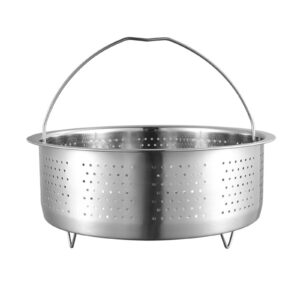 vegetable steamer basket, stainless steel steamer basket with handle, veggie steamer basket, food steaming basket, steamer insert for pot, 8.6 inch