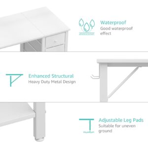 Lufeiya White Desk with Drawers & Storage Shelves, 47 Inch Study Work Writing Desk for Home Office Bedroom, Simple Modern Cute PC Computer Desks Table, White