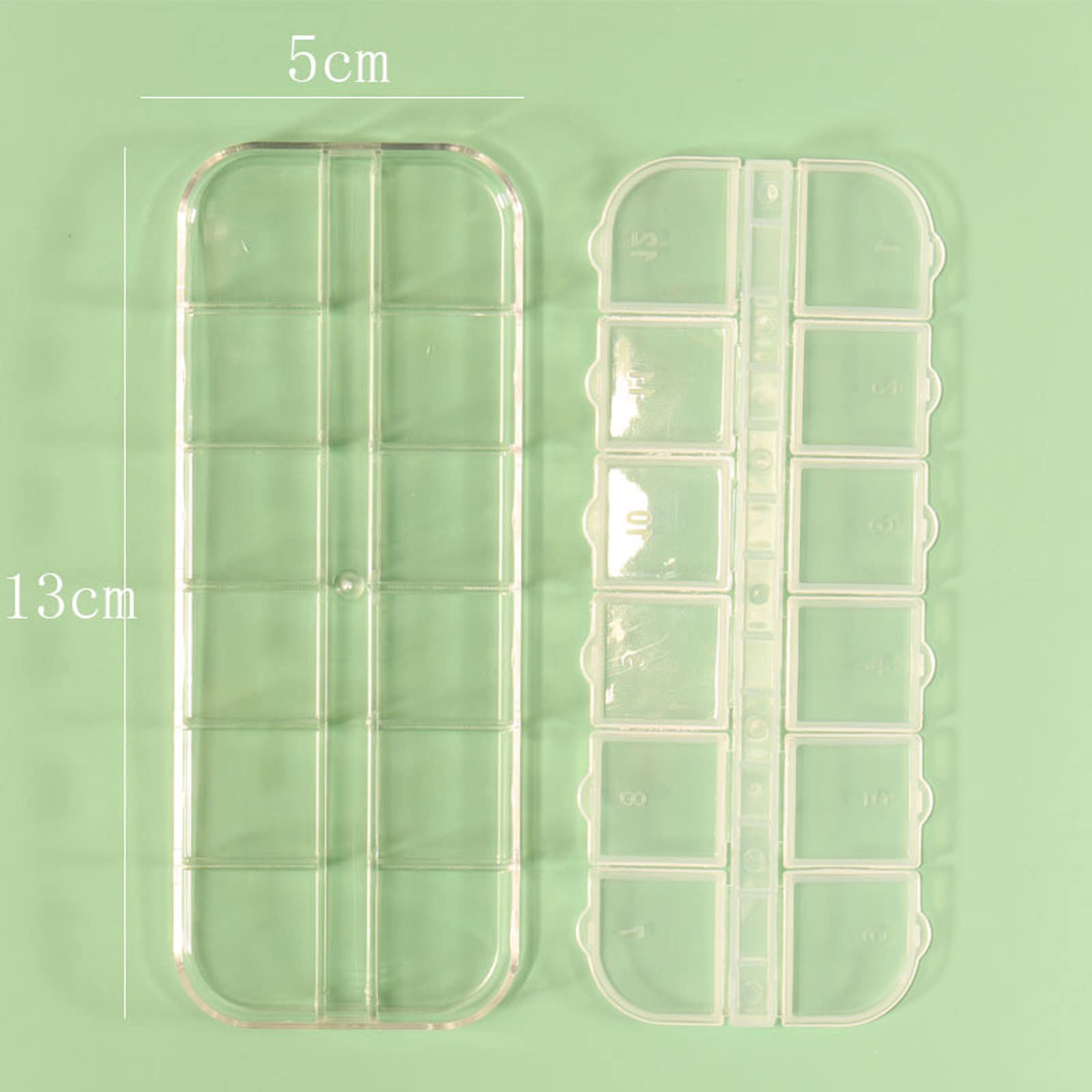 6PCS Nail Art Tool Jewelry Storage Box, 12 Compartments Plastic Rhinestone Organizer Container Case, Transparent Earrings Organizer Rectangular Jewelry Organizer (A)