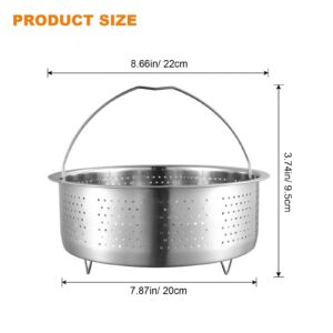 Vegetable Steamer Basket, Stainless Steel Steamer Basket with Handle, Veggie Steamer Basket, Food Steaming Basket, Steamer Insert for Pot, 8.6 inch