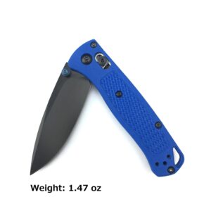 6.5 Inch Manual Open 533 Bugout Folding Knife, Axis Lock Pocket Knife with 2.6 Inch 7Cr17Mov Blade Blue Grivory Handle, Folding Pocket Knife with Belt Clip for Camping Hunting