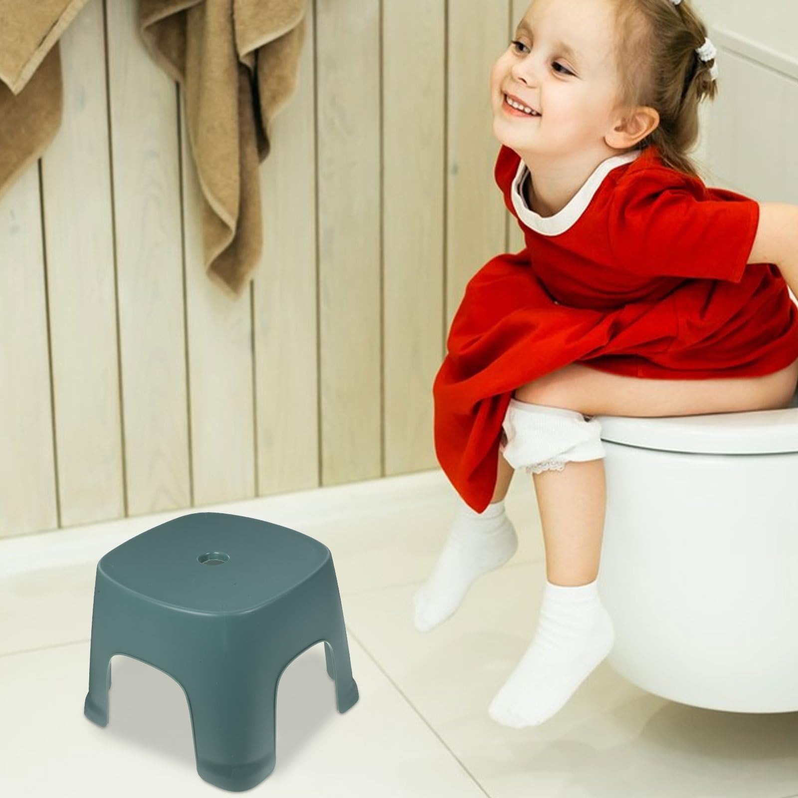 Veemoon Low Stool Foot Stool Toddler Stool for Bathroom Stool for Kids Bathroom Stool Nonslip Footstool Anti-Slip Footstool Toddler Steps for Bathroom Step Stool PVC Toilet Office