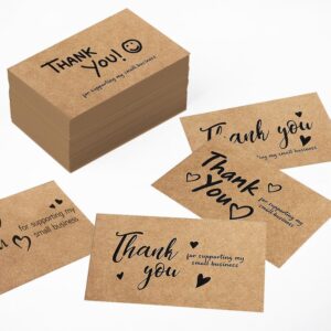 lannso thank you cards small business, 100 pcs 5 styles thank you cards for retail store, 2x3.5 inch, recommended for online retailers, small business owners and local stores (qs222)