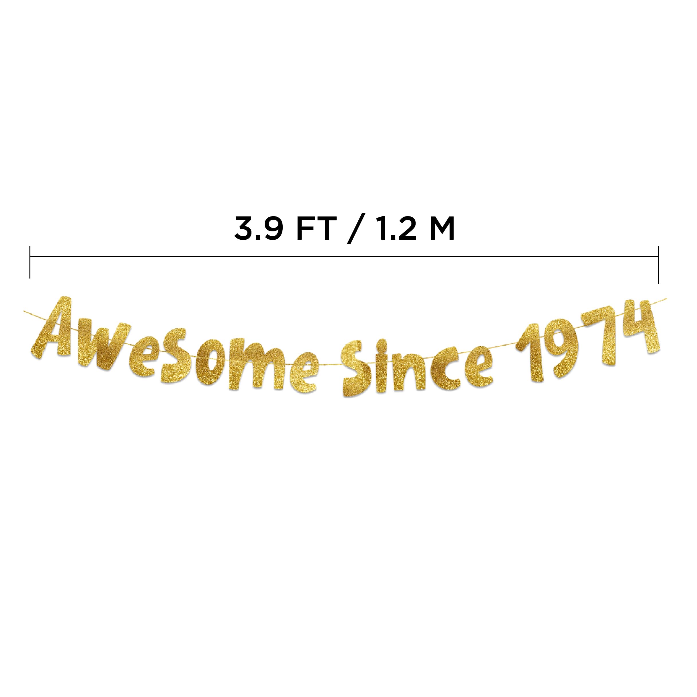 Awesome Since 1974 Gold Glitter Banner - 50th Birthday and Anniversary Party Decorations