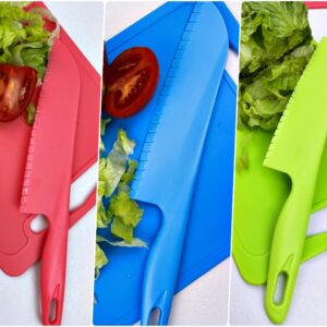 jawbush Professional Lettuce Knife to Prevent Browning, 11" Plastic Serrated Kitchen Knife for Veggies, Salad, Fruit, Bread or Cake, Nylon Knife for Nonstick Pans, Green, 2 Pack