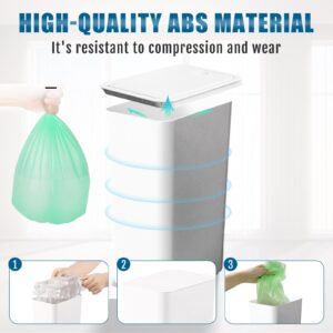 Cheardia 3 Pack Bathroom Trash Can, 12L /3 Gallon and 9L /2.3 Gallon Plastic Slim Garbage Bin Wastebasket with Pop-Up Lid for Kitchen, Bedroom, Office, Dorm, Fits Under Desk, Cabinet, Sink, Cream