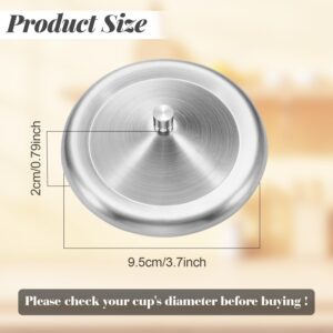 6 Pcs 9.5cm/3.7inch Stainless Steel Cup Cover Coffee Mug Seal Cap Water Beverage Drinking Universal Lid for Hot Tea Home Kitchen Camping