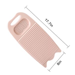 Wash Board, Washboard for Hand Washing Clothes, Plastics Laundry Scrub Board Household With Holder Portable (A-light pink)