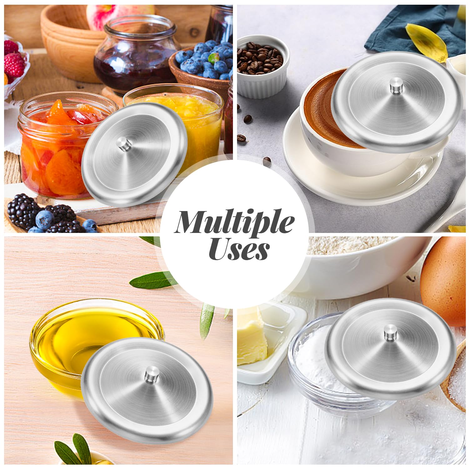 6 Pcs 9.5cm/3.7inch Stainless Steel Cup Cover Coffee Mug Seal Cap Water Beverage Drinking Universal Lid for Hot Tea Home Kitchen Camping