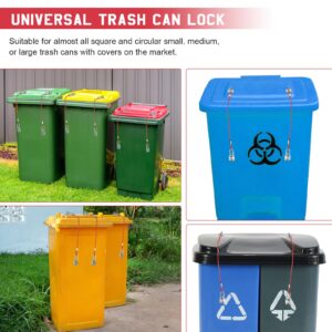 Anglecai Trash Can Lock 4 Pack, Garbage Can Lock for Animals Stop from Rummaging Heavy Duty Trash Can Lid Lock Universal Metal Lid Lock for Outdoor Garbage Cans with Nylon Coated Wire Rope