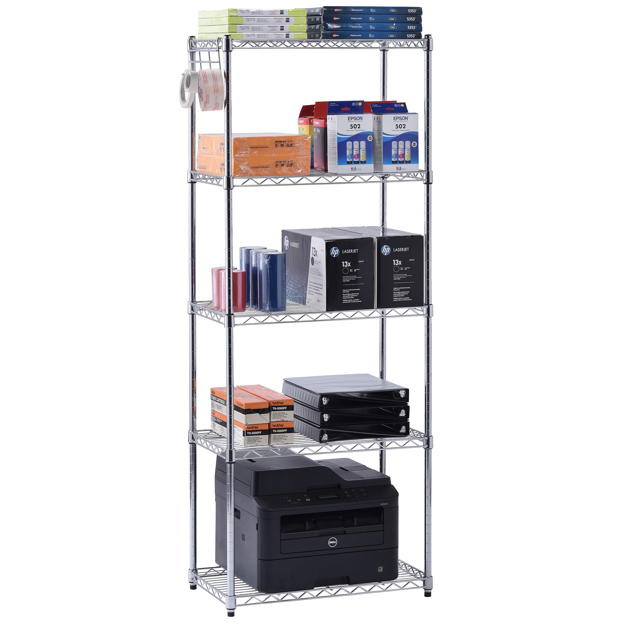 Muscle Rack 5 Tier Wire Chrome Shelving Unit 24" W x 14" D x 59" H