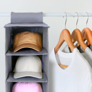 Perfect Curve 11-Pocket Closet Cap Organizer. 11 Shelf Hanging Closet Hat Organizer for Baseball Caps - Hat Storage For Up To 100 Caps - Baseball Hat Organizer - Gray