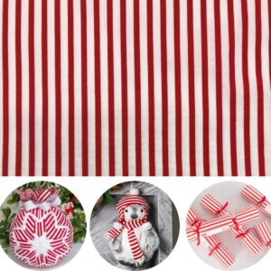 Printed Red White Striped Fabric Cotton 1 Yard Width 60" for Sewing DIY Craft and Home Decoration