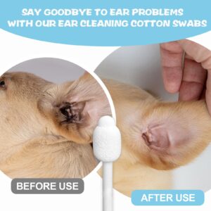 Dog ear cleaner, Dog ear infection treatment,Gourd-shaped cotton swabs designed specifically for cats and dogs, Reducing the risk of injuring the ear canal, for a safer and more reassuring use.