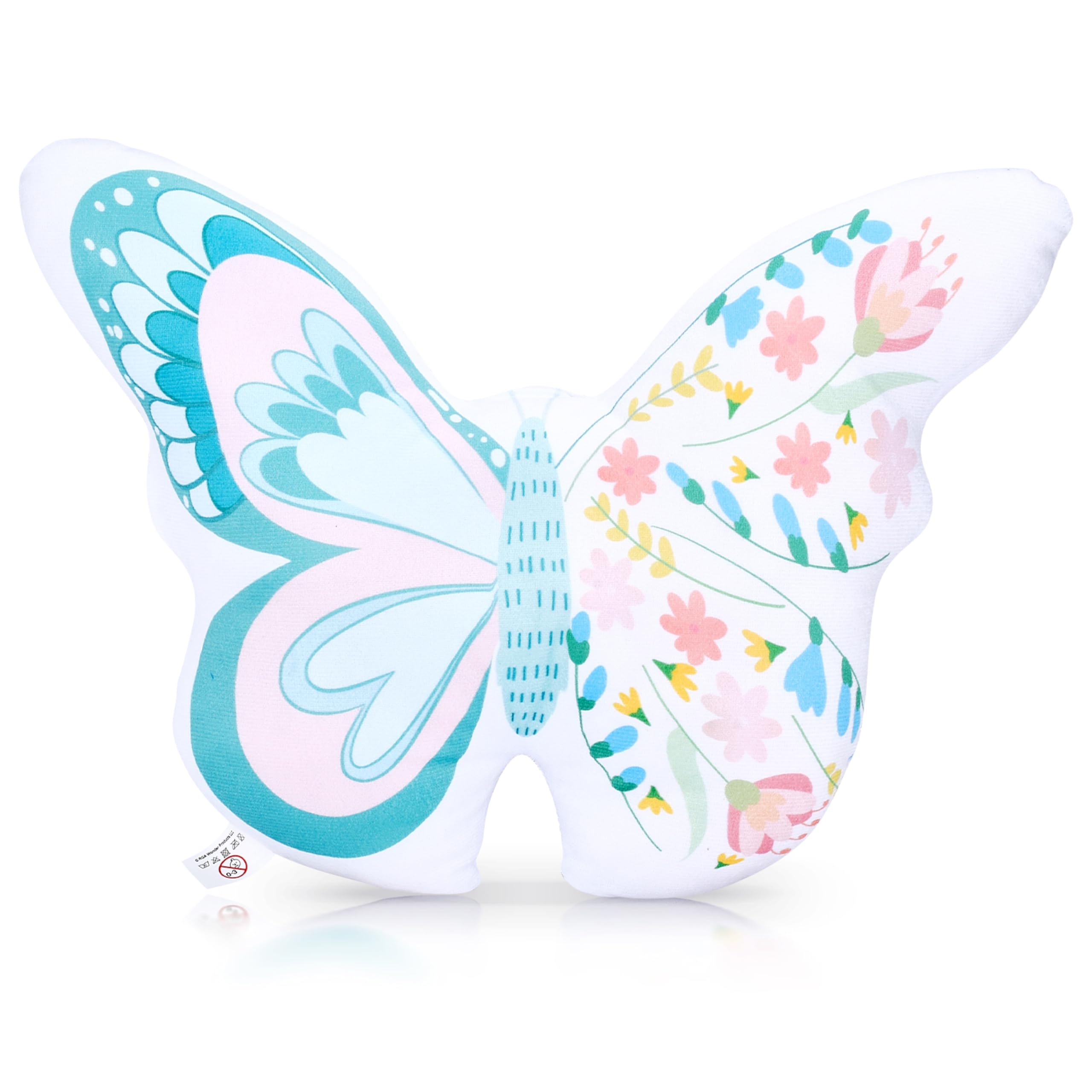 PixieCrush Butterfly Pillow - Butterfly Room Decor - Decorative Flower Throw Pillow - Stuffed Butterfly - Soft & Plush Butterfly Stuffed - Pink Butterfly Throw Pillow - Butterfly Plush