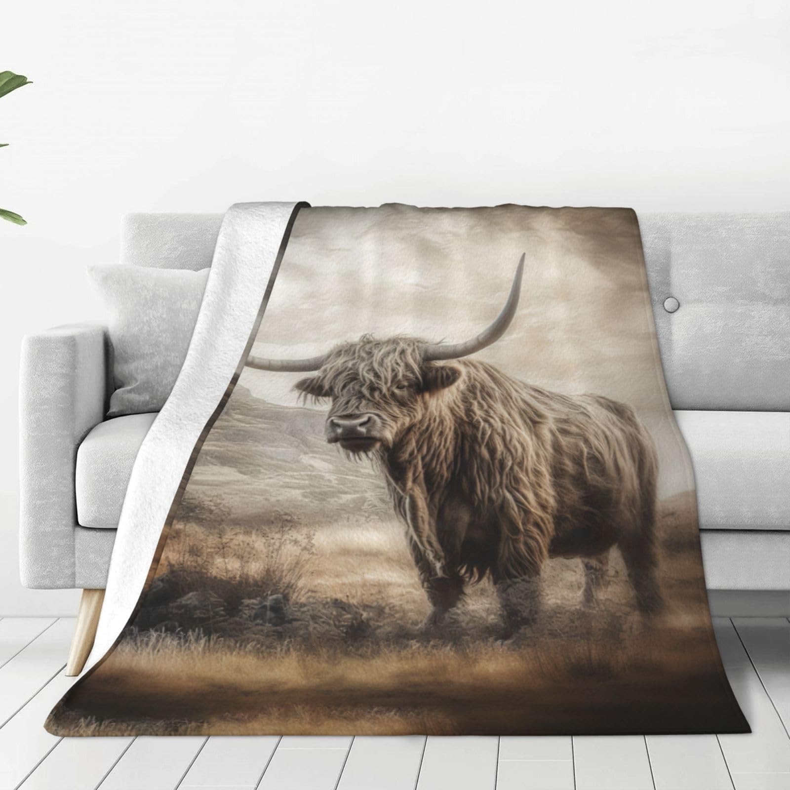 Highland Cow Blanket Highland Cattle Decor Throw Blanket Farmhouse Cow Blanket Gifts for Girls Boys Super Warm Soft Plush Lightweight Fleece Flannel Bedding Blanket for Kids Adults Men Women 50"X40"