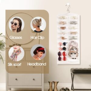 OAOLEER Claw Clip Organizer, Double-Sided Hair Clip Organizer Storage For Girls Women, Hanging Claw Clip Holder Hair Clip Display for Closet, Wall, Door Room Jewelry Shop (Beige)