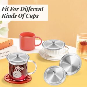 6 Pcs 9.5cm/3.7inch Stainless Steel Cup Cover Coffee Mug Seal Cap Water Beverage Drinking Universal Lid for Hot Tea Home Kitchen Camping