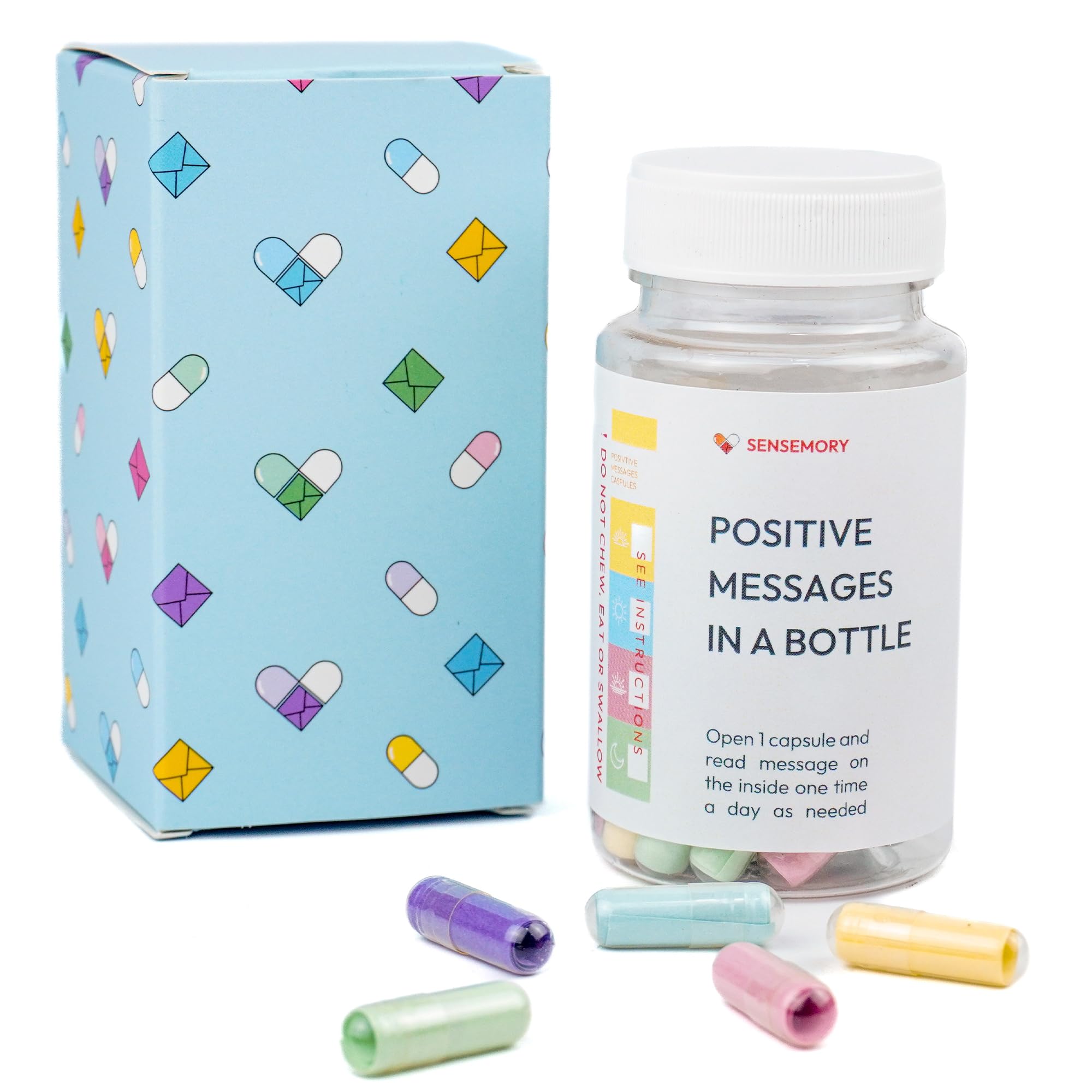 50 Pre-Written Positive Messages in a Bottle, Adult Stress Relief Gifts, Christmas Gifts, Affirmation Gifts for Women, Thanksgiving Gifts, Self Care Kit Mediation, Unique Health Wellness Gifts