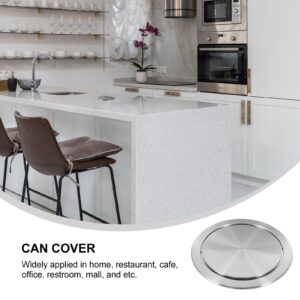 Cabilock Round Recessed Counter Top Covers Stainless Steel Trash Bin Built-in Flap Covers Kitchen Garbage Can Lids for Home Kitchen